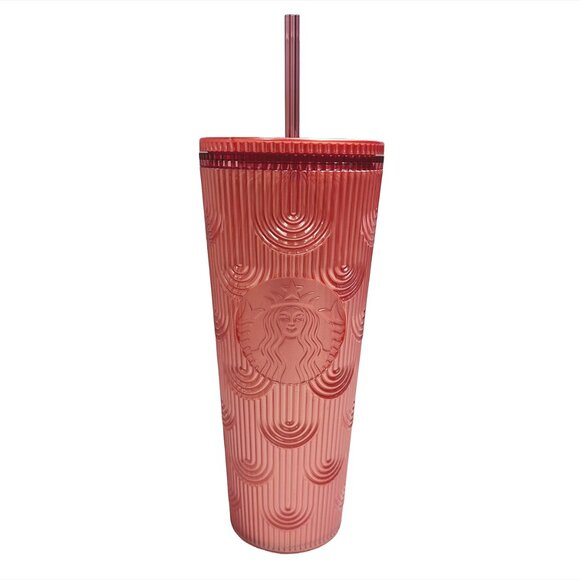 2022 STARBUCKS Venti Tumbler Cold Cup - 24oz -‎ Pink Pearl Mermaid Scales - Picture 1 of 5